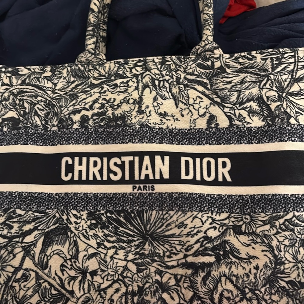 - Medium Dior Book Tote
Ecru and Blue Toile de Jouy Embroidery